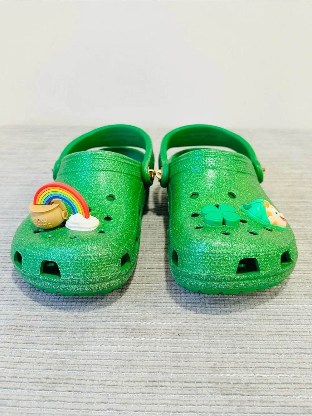 Crocs Classic Clog‎ Lucky Charms Magically Delicious Green Glitter Kids Size J4